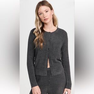 Barefoot Dreams Carbon CozyChic Ultra Light Ribbed Button Cardigan Size Small